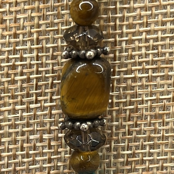 Tigers Eye Necklace Turquoise Howlite Beads Silver Tone Natural Tones - Picture 6 of 8